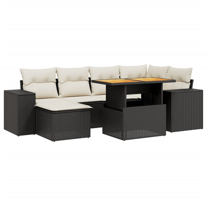 sofasæt til haven 7 dele med hynder polyrattan sort