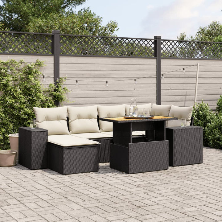 sofasæt til haven 7 dele med hynder polyrattan sort