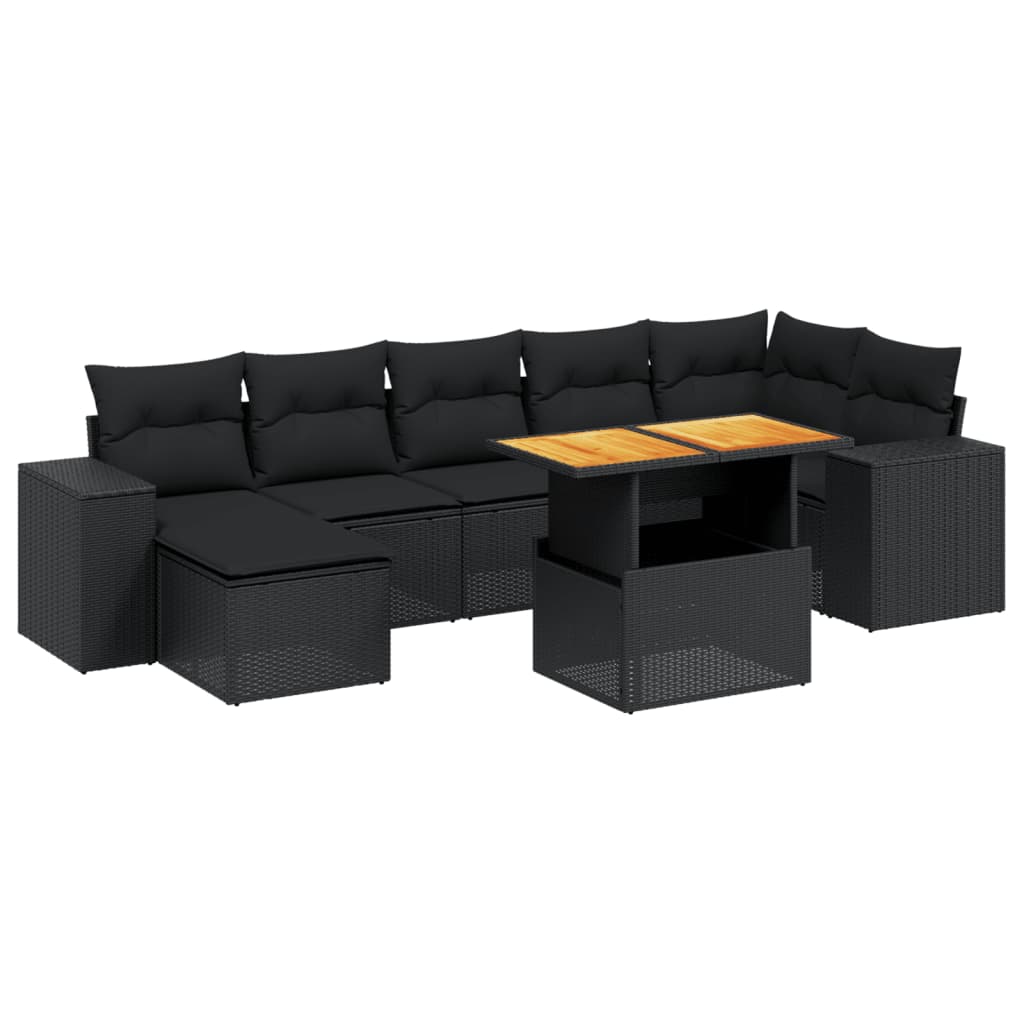 sofasæt til haven 8 dele med hynder polyrattan sort