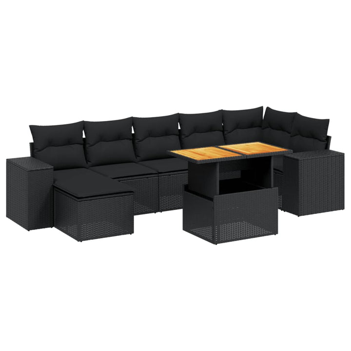sofasæt til haven 8 dele med hynder polyrattan sort