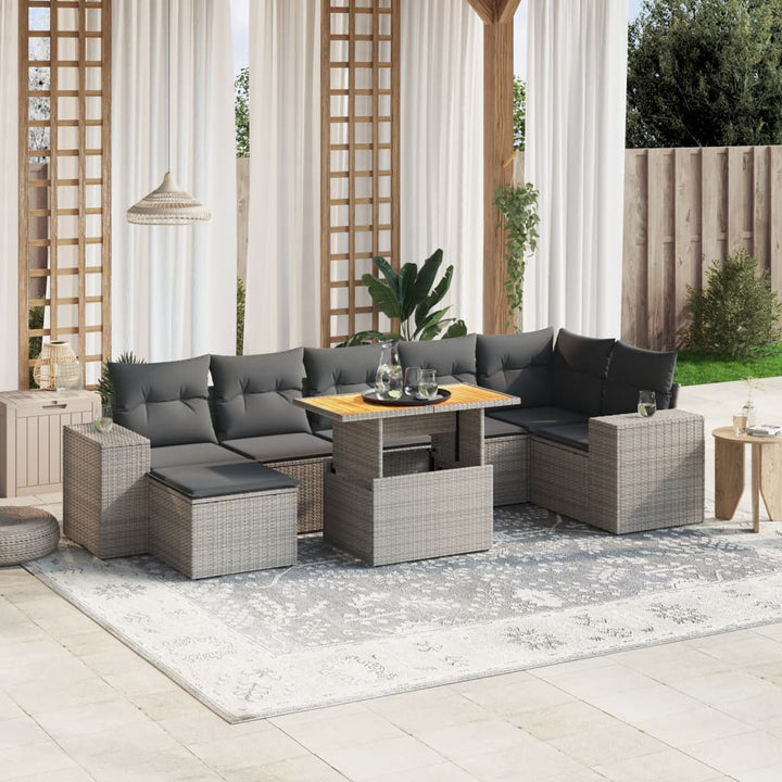sofasæt til haven 8 dele med hynder polyrattan grå