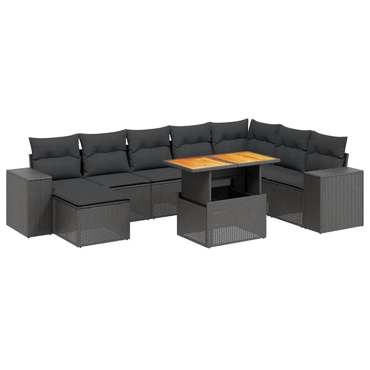 sofasæt til haven 9 dele med hynder polyrattan sort