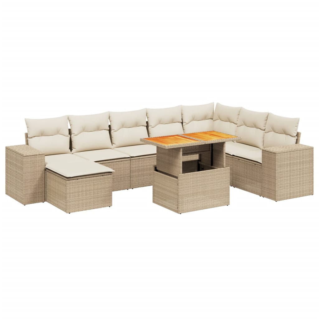 sofasæt til haven 9 dele med hynder polyrattan beige