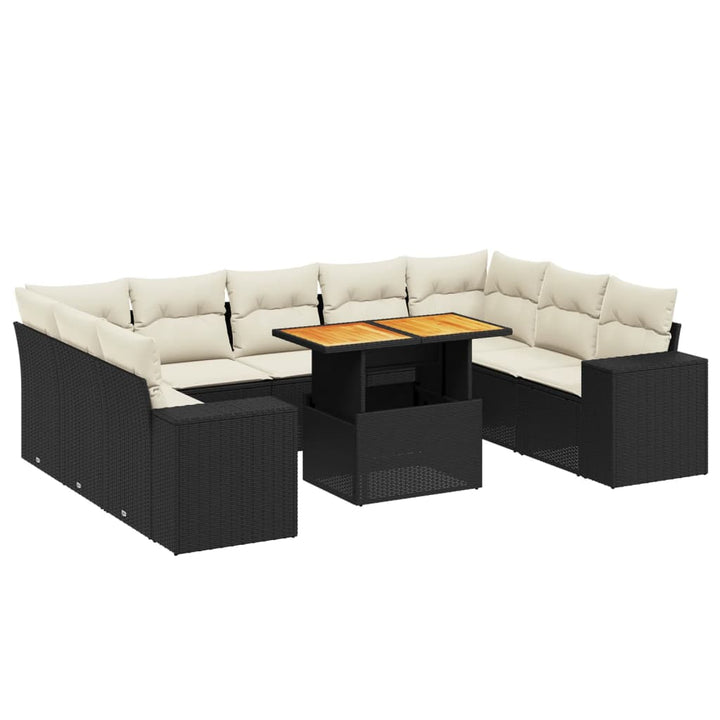 sofasæt til haven 10 dele med hynder polyrattan sort