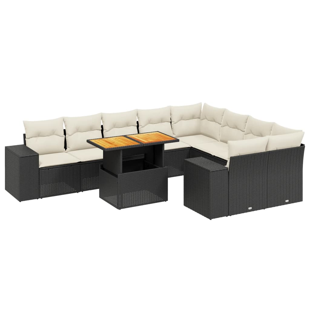 sofasæt til haven 10 dele med hynder polyrattan sort