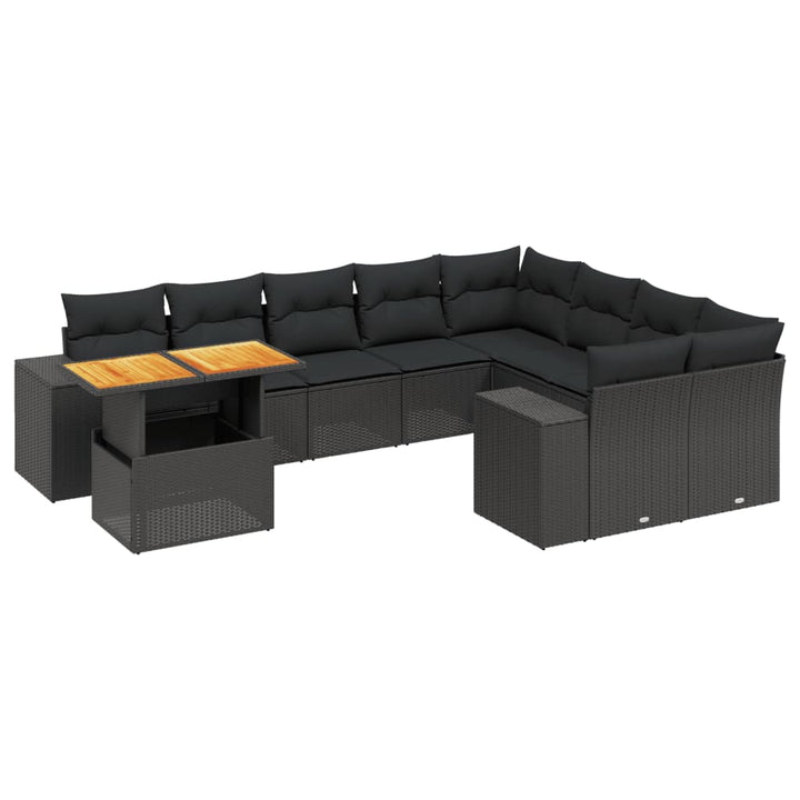 sofasæt til haven 10 dele med hynder polyrattan sort