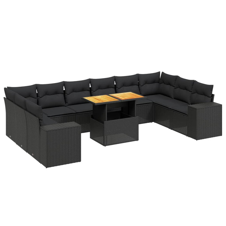 sofasæt til haven 11 dele med hynder polyrattan sort