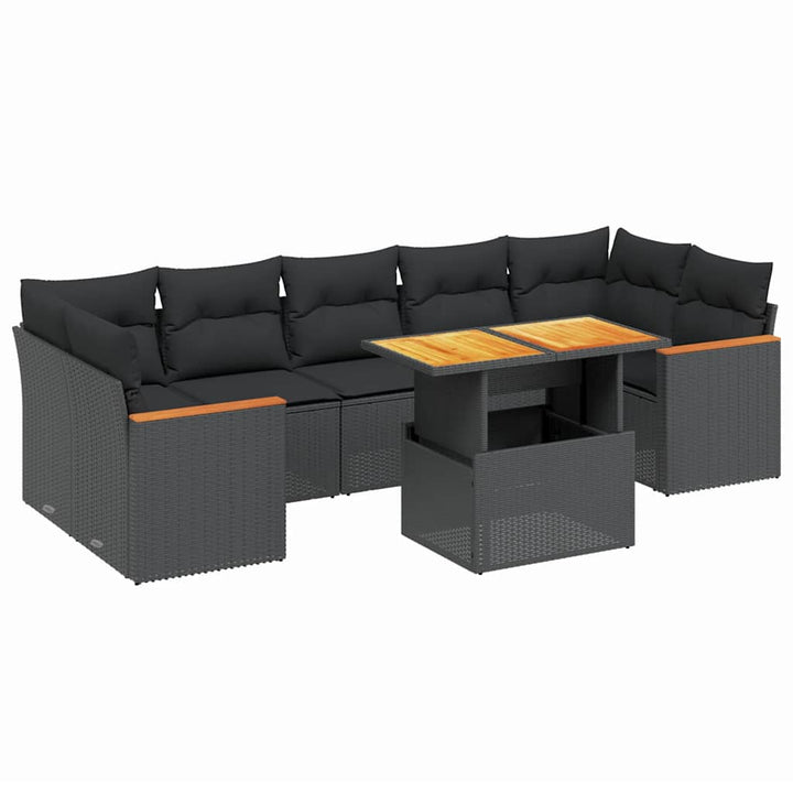 sofasæt til haven 8 dele med hynder polyrattan sort