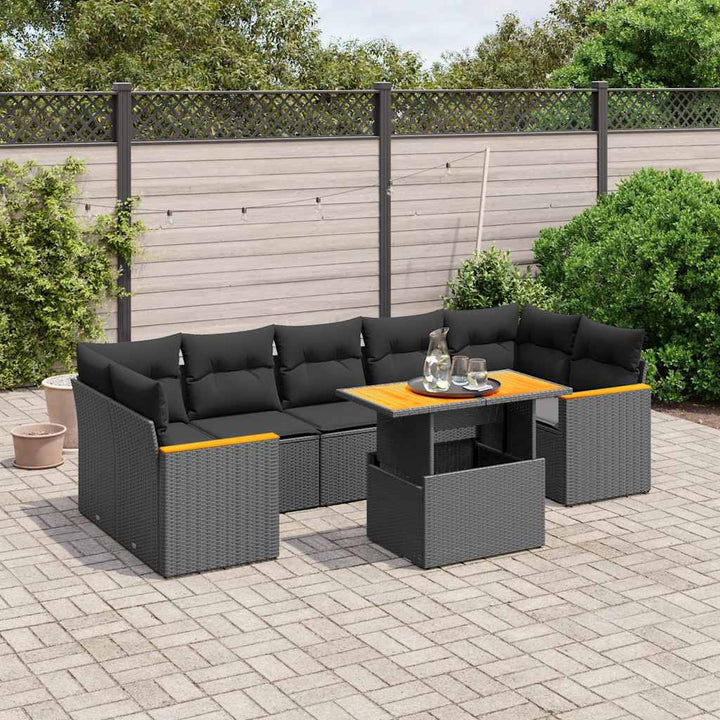 sofasæt til haven 8 dele med hynder polyrattan sort