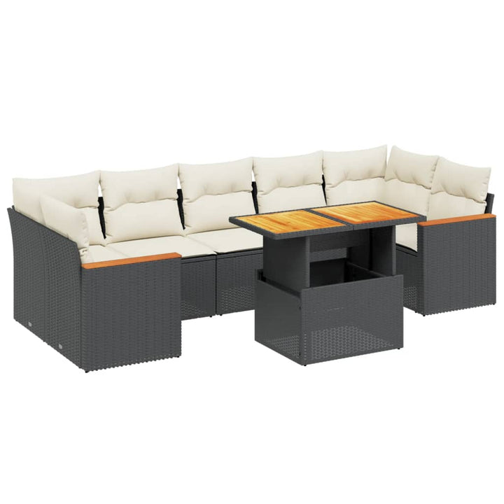 sofasæt til haven 8 dele med hynder polyrattan sort