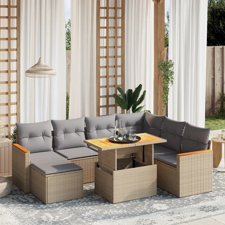 sofasæt til haven 8 dele med hynder polyrattan beige