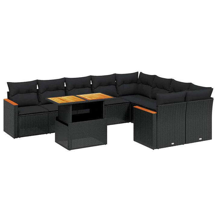 sofasæt til haven 10 dele med hynder polyrattan sort