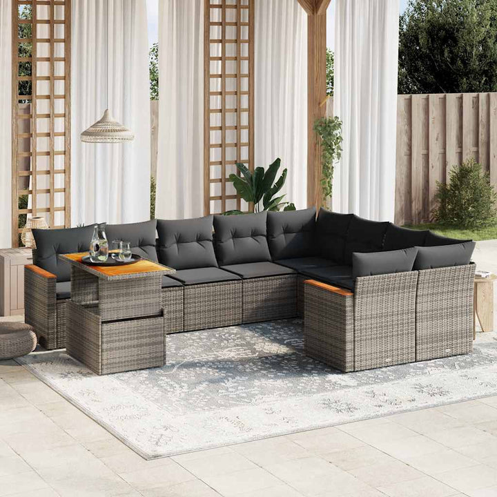 sofasæt til haven 10 dele med hynder polyrattan grå