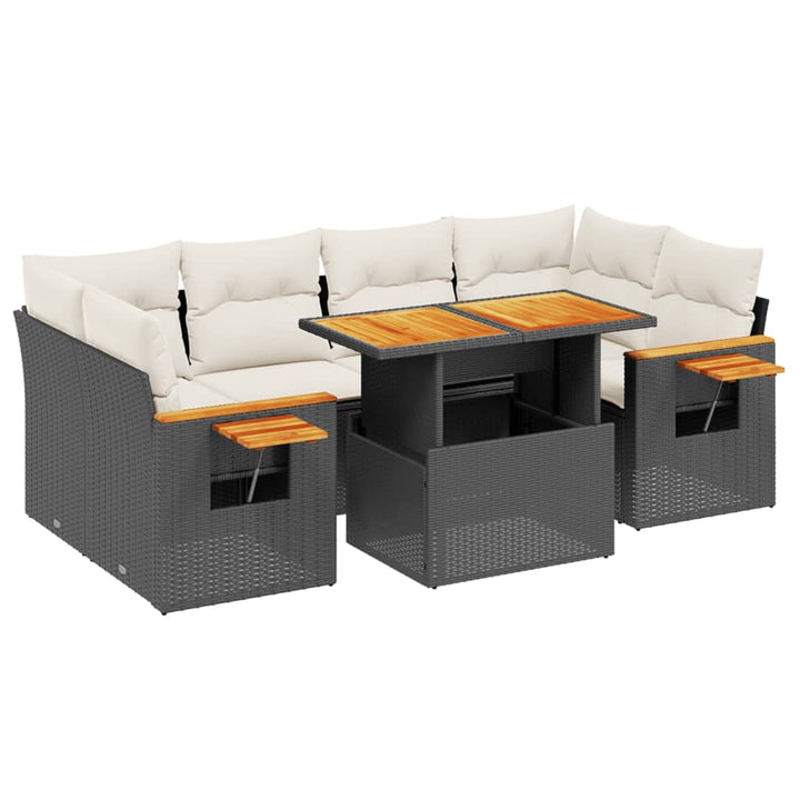 sofasæt til haven 7 dele med hynder polyrattan sort