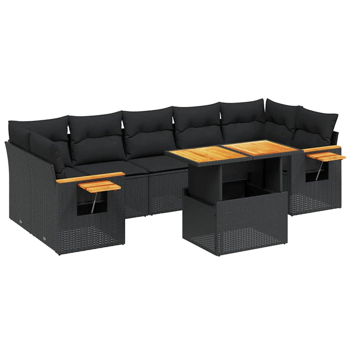 sofasæt til haven 8 dele med hynder polyrattan sort