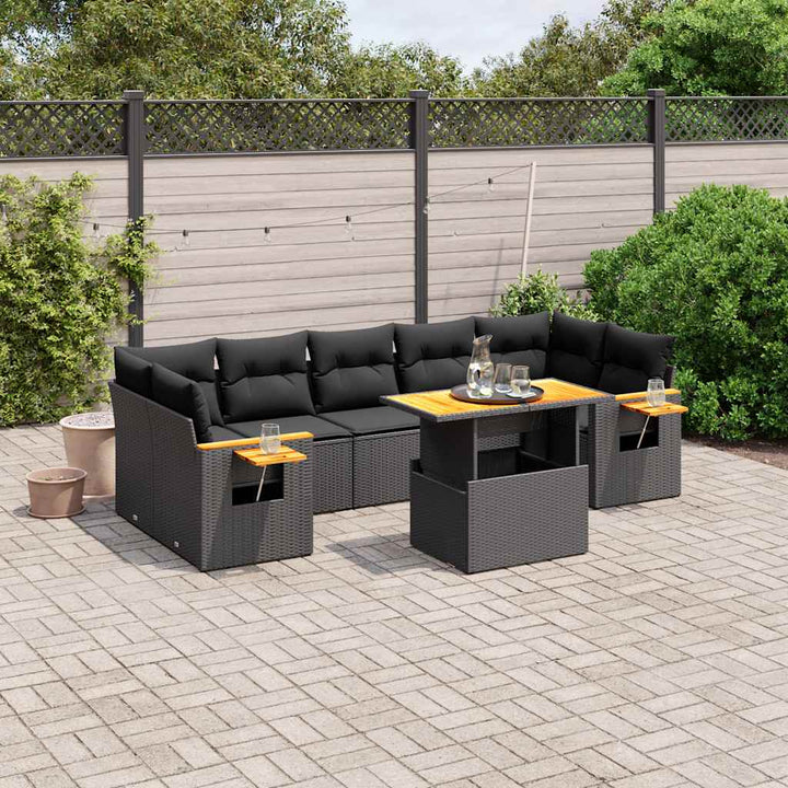 sofasæt til haven 8 dele med hynder polyrattan sort