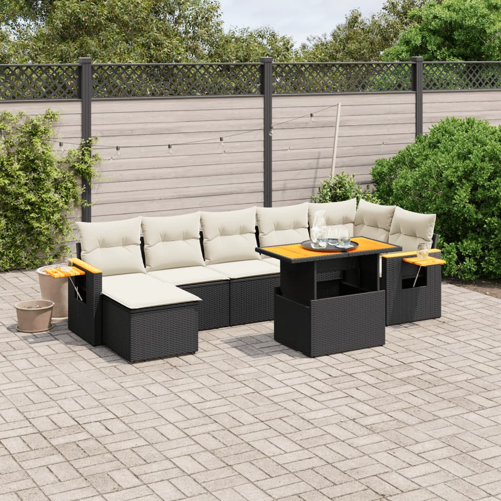 sofasæt til haven 8 dele med hynder polyrattan sort