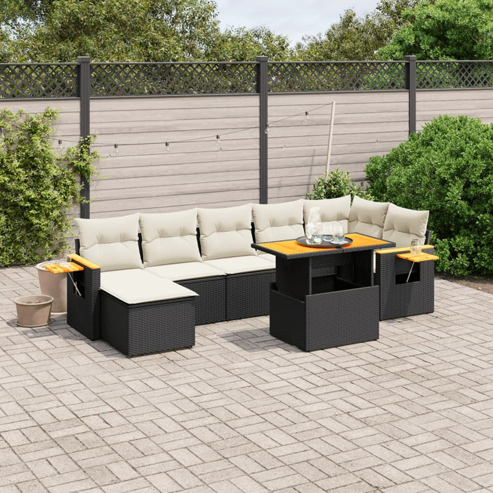 sofasæt til haven 8 dele med hynder polyrattan sort