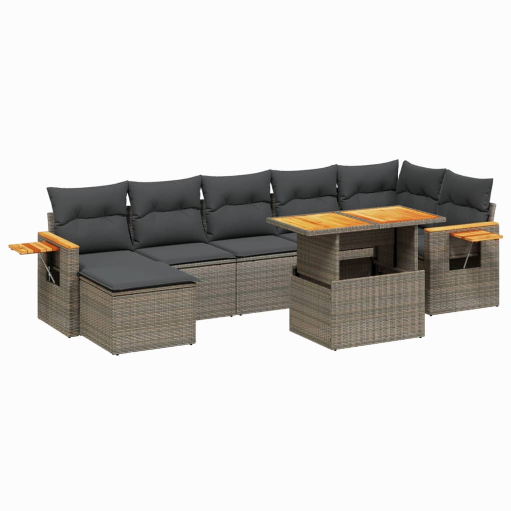 sofasæt til haven 8 dele med hynder polyrattan grå