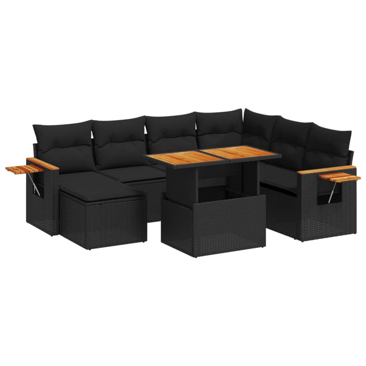 sofasæt til haven 8 dele med hynder polyrattan sort