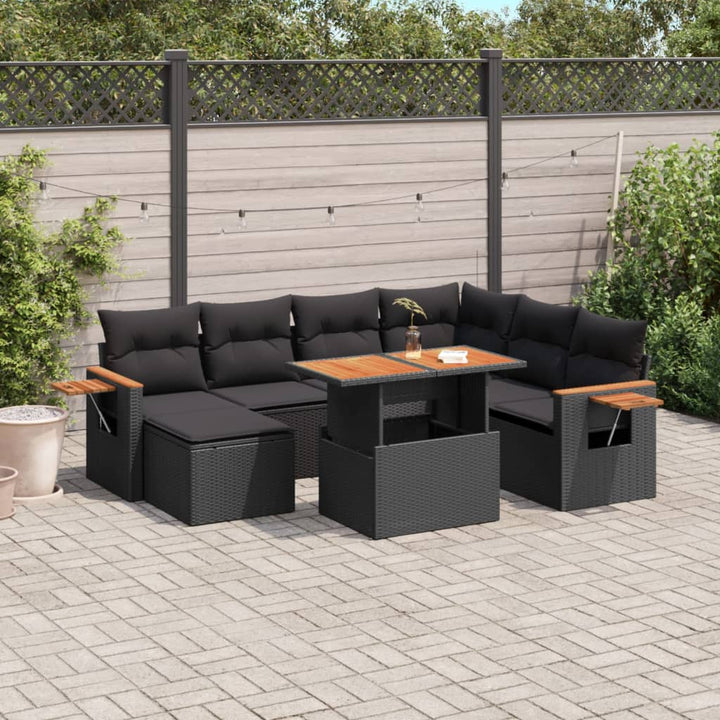 sofasæt til haven 8 dele med hynder polyrattan sort