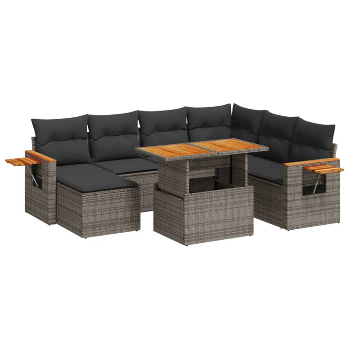 sofasæt til haven 8 dele med hynder polyrattan grå