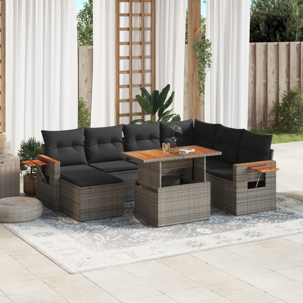 sofasæt til haven 8 dele med hynder polyrattan grå