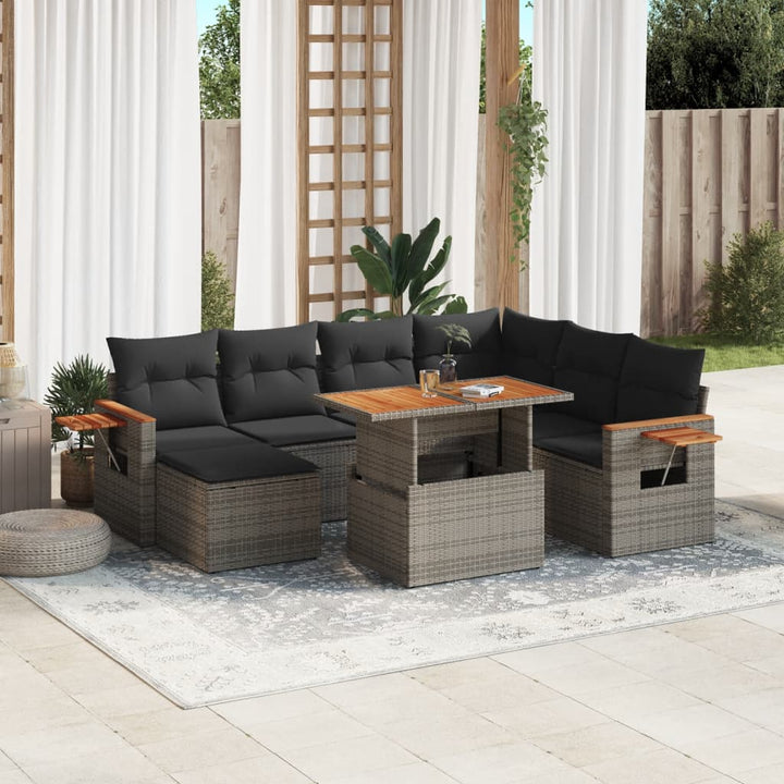sofasæt til haven 8 dele med hynder polyrattan grå