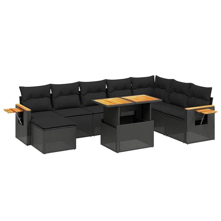 sofasæt til haven 9 dele med hynder polyrattan sort