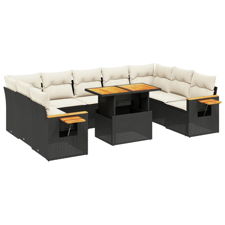 sofasæt til haven 10 dele med hynder polyrattan sort