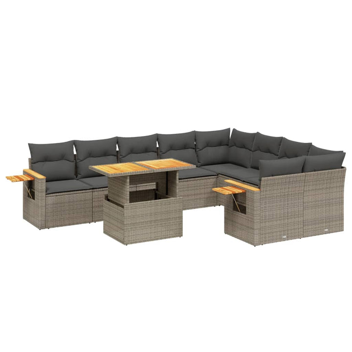 sofasæt til haven 10 dele med hynder polyrattan grå