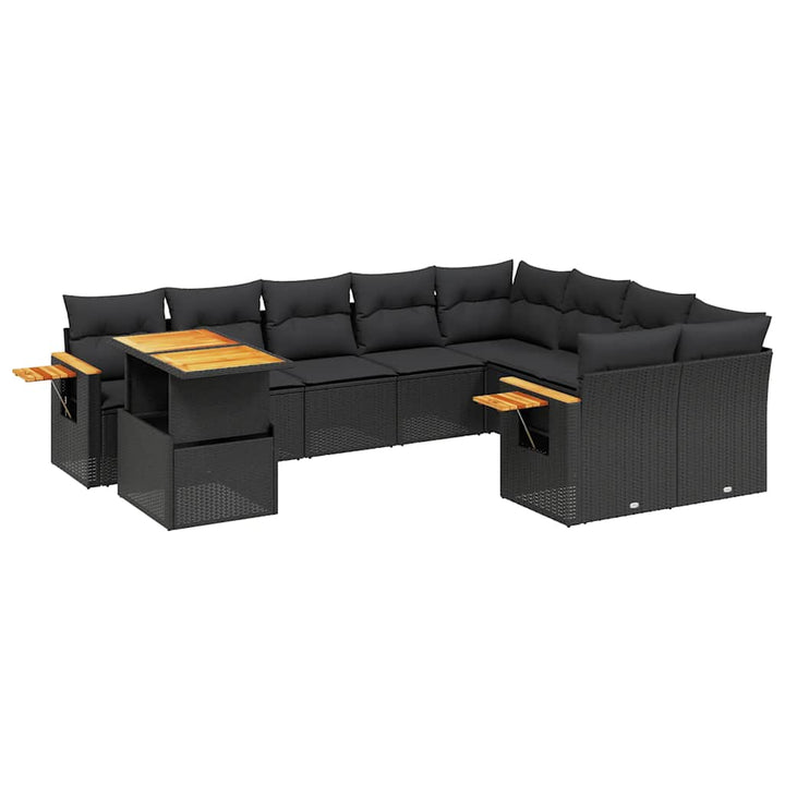 sofasæt til haven 10 dele med hynder polyrattan sort