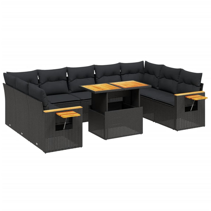 sofasæt til haven 11 dele med hynder polyrattan sort