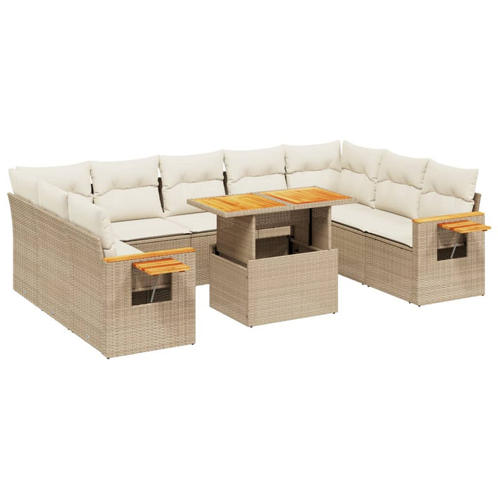 sofasæt til haven 11 dele med hynder polyrattan beige