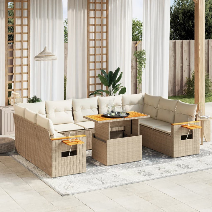 sofasæt til haven 11 dele med hynder polyrattan beige