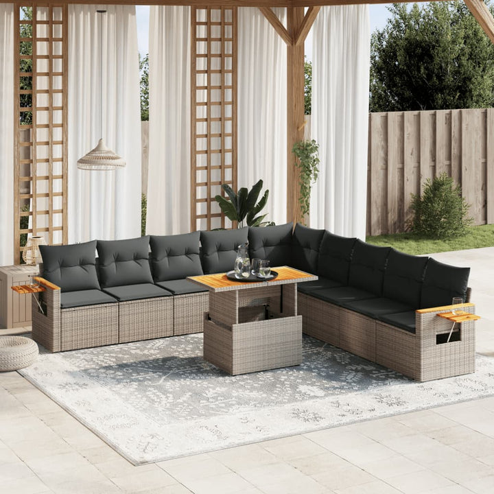 loungesæt til haven 11 dele med hynder polyrattan grå
