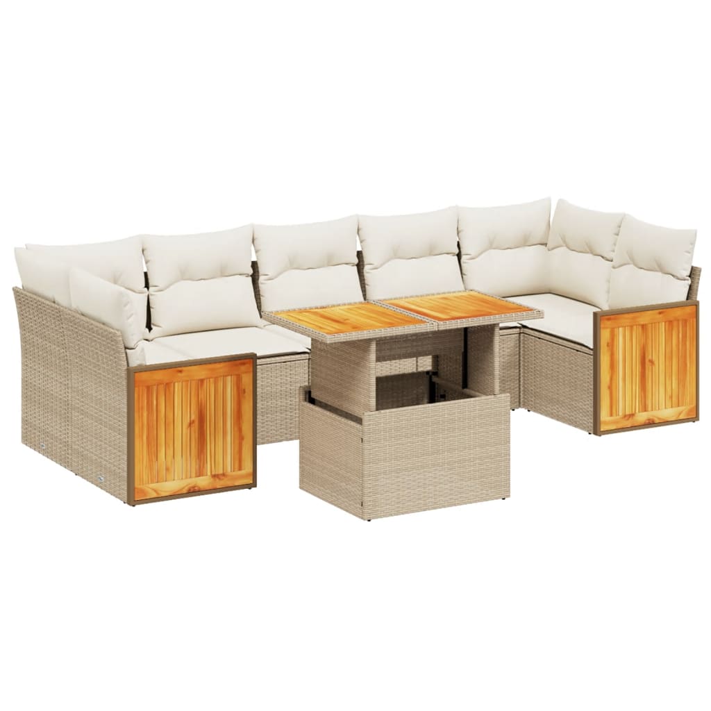 sofasæt til haven 8 dele med hynder polyrattan beige