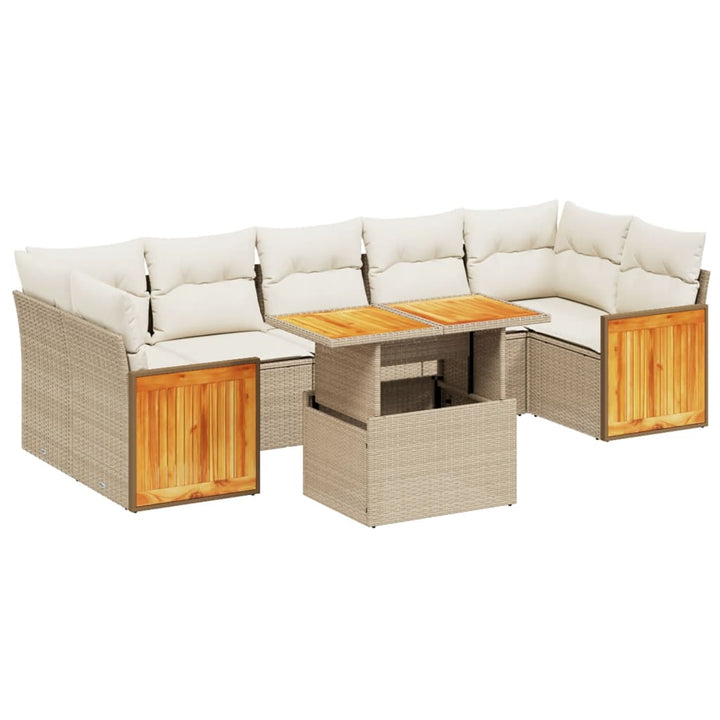 sofasæt til haven 8 dele med hynder polyrattan beige