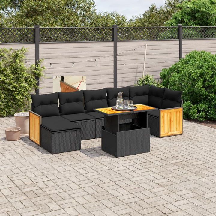sofasæt til haven 8 dele med hynder polyrattan sort