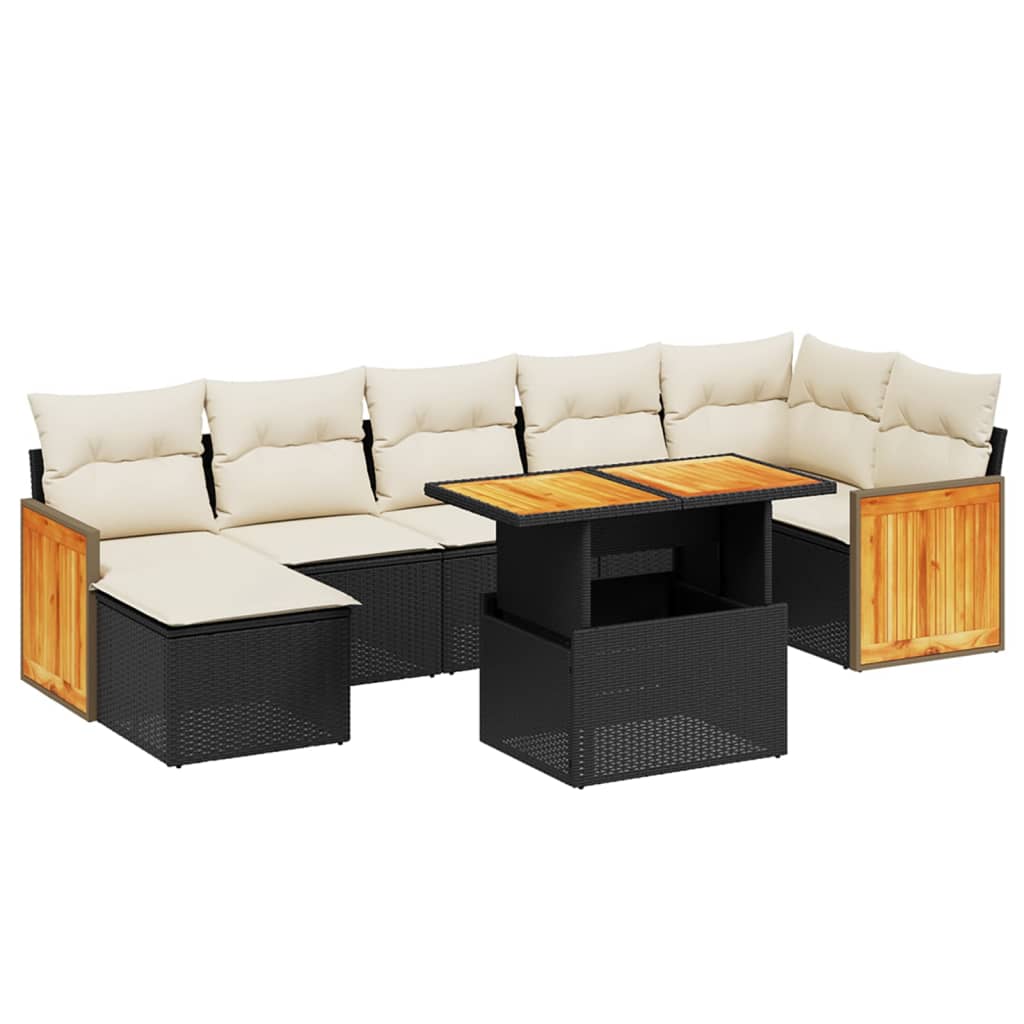 sofasæt til haven 8 dele med hynder polyrattan sort