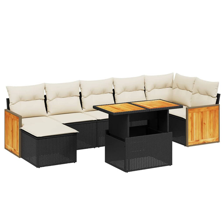 sofasæt til haven 8 dele med hynder polyrattan sort