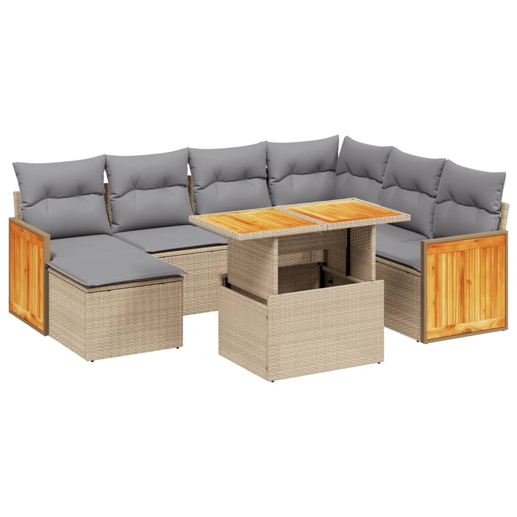 sofasæt til haven 8 dele med hynder polyrattan beige