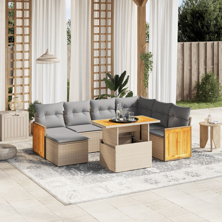 sofasæt til haven 8 dele med hynder polyrattan beige