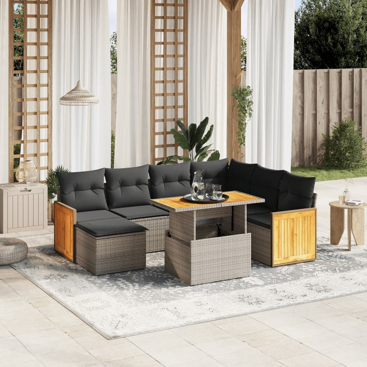 sofasæt til haven 8 dele med hynder polyrattan grå