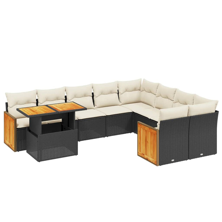 sofasæt til haven 10 dele med hynder polyrattan sort