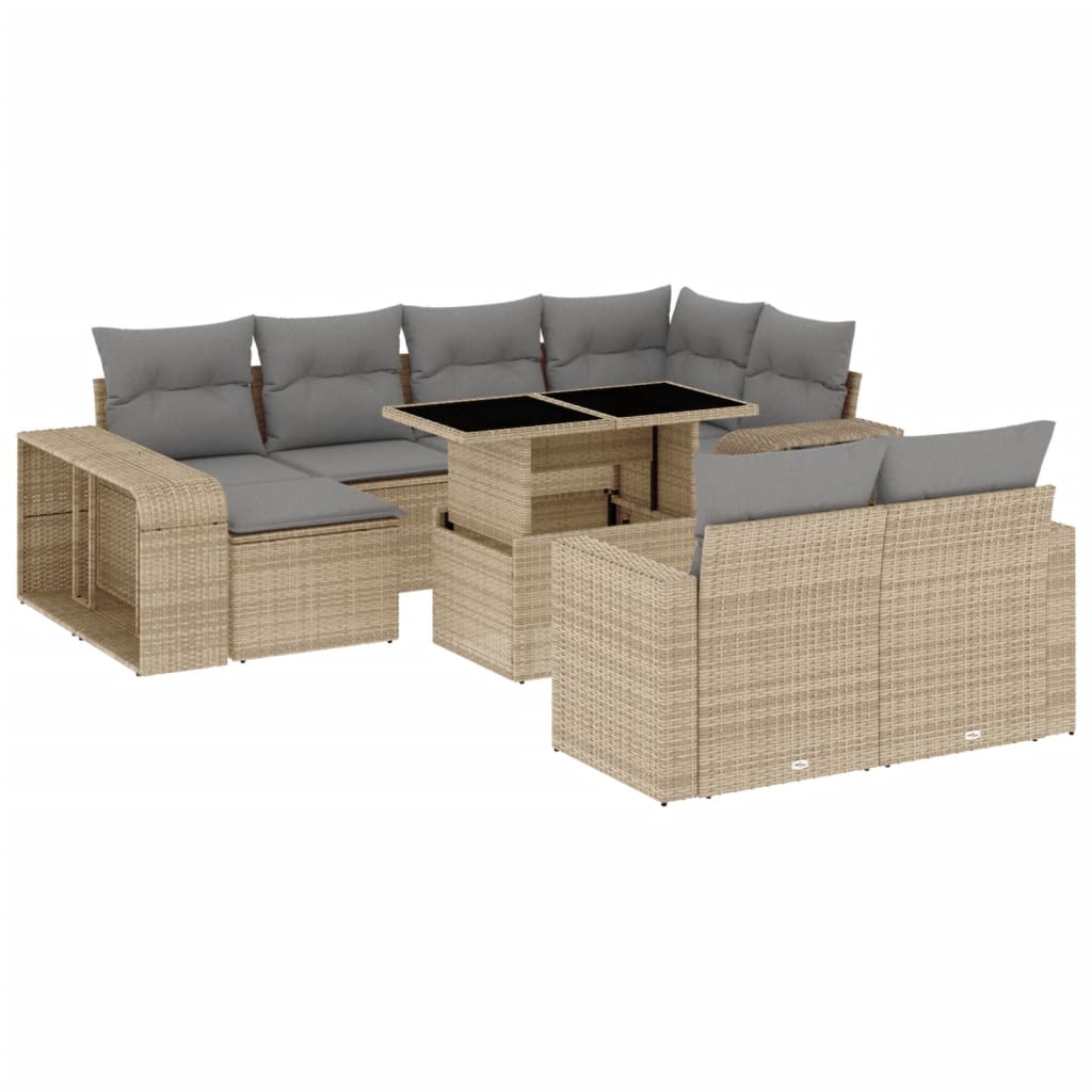 sofasæt til haven 11 dele med hynder polyrattan beige