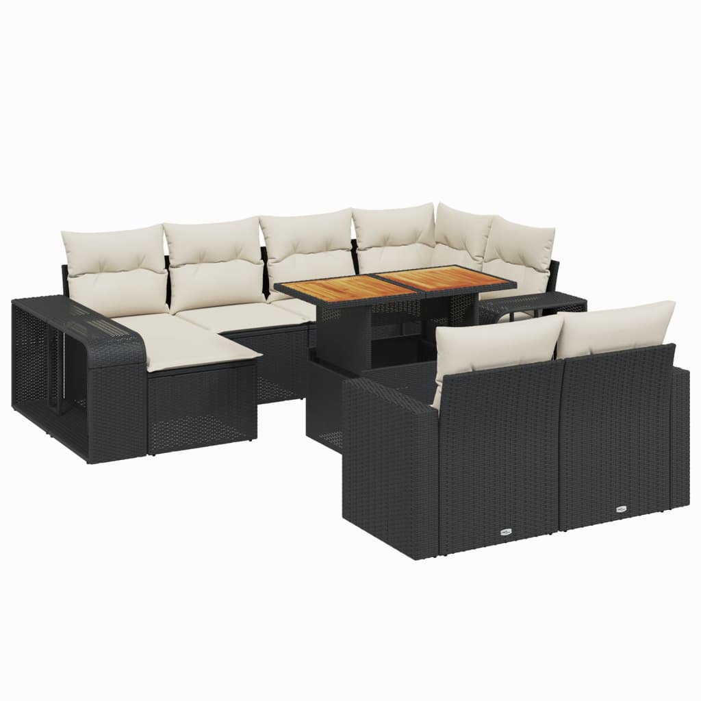 sofasæt til haven 11 dele med hynder polyrattan sort
