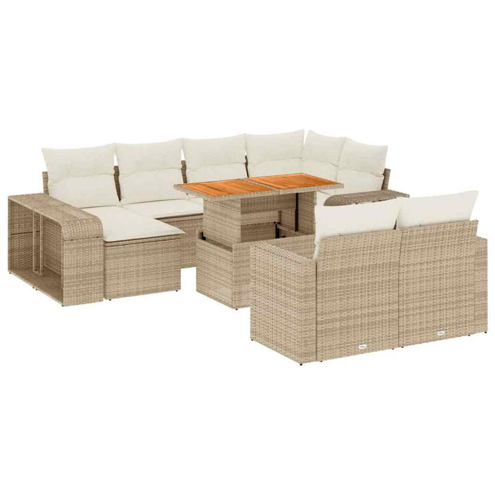 sofasæt til haven 11 dele med hynder polyrattan beige