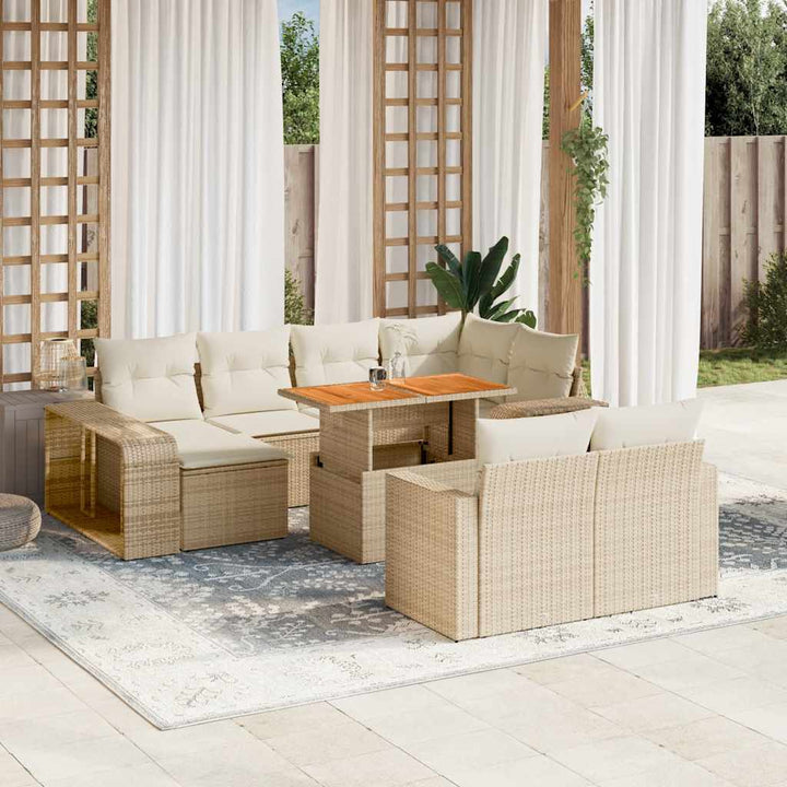 sofasæt til haven 11 dele med hynder polyrattan beige