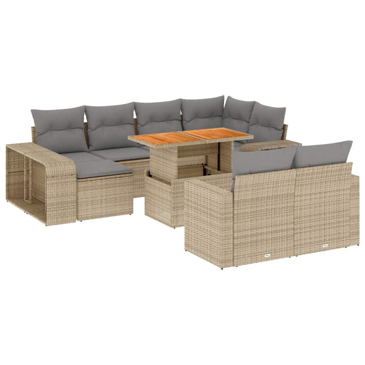 sofasæt til haven 11 dele med hynder polyrattan beige